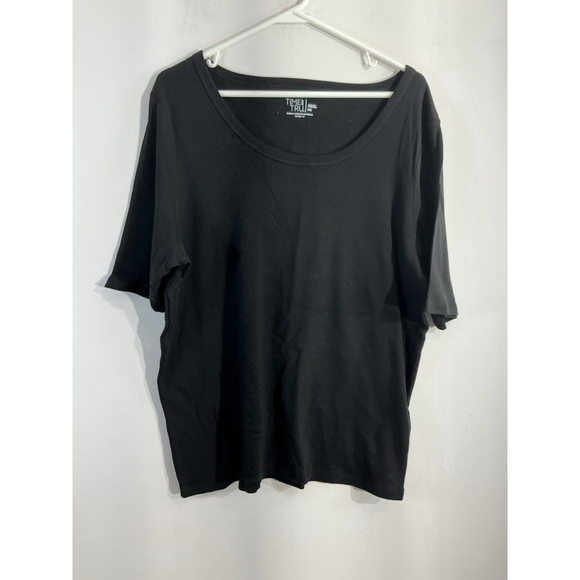 Time And Tru Tops - Womans Time N Tru XXXL (22) Scoop Neck Short Sleeve T Shirt Black